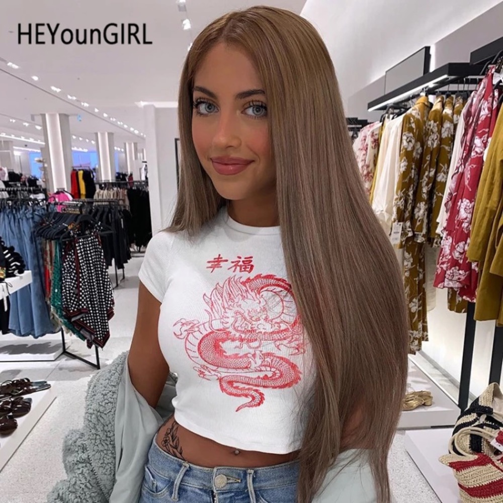 Dragon print crop top